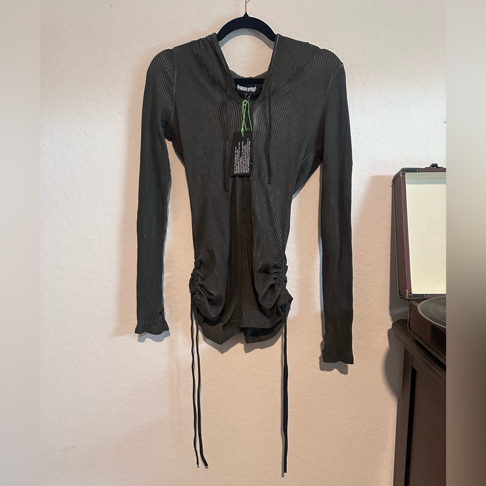 Crossfade Hooded Long Sleeve Romper by Darker Wavs (Dolls Kill)